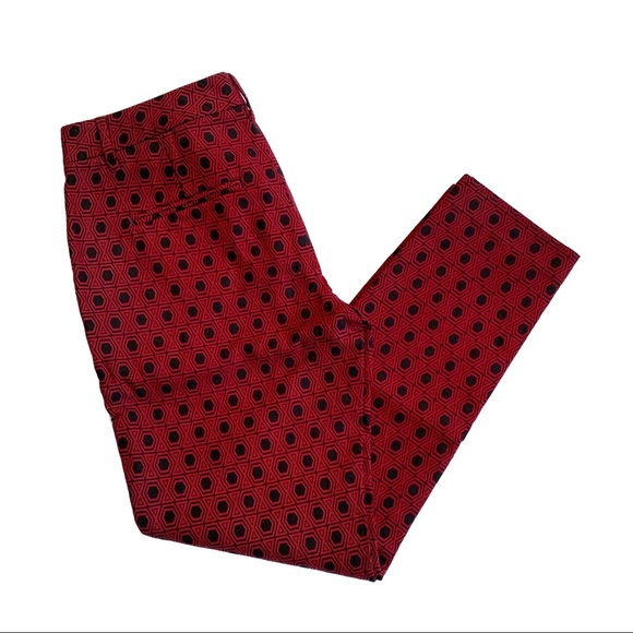 Fossil Mod Trouser Red And Black Patterned Size 6